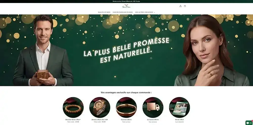 Aperçu du site e-commerce Bois Eden, réalisé par Réunext