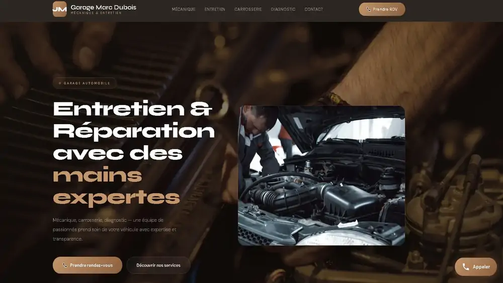 Aperçu du site Garage Marc Dubois, garage automobile à La Réunion, démo Réunext