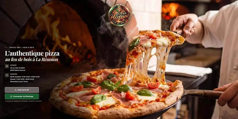 Capture du site de démonstration Pizzeria Burgot réalisé par Réunext